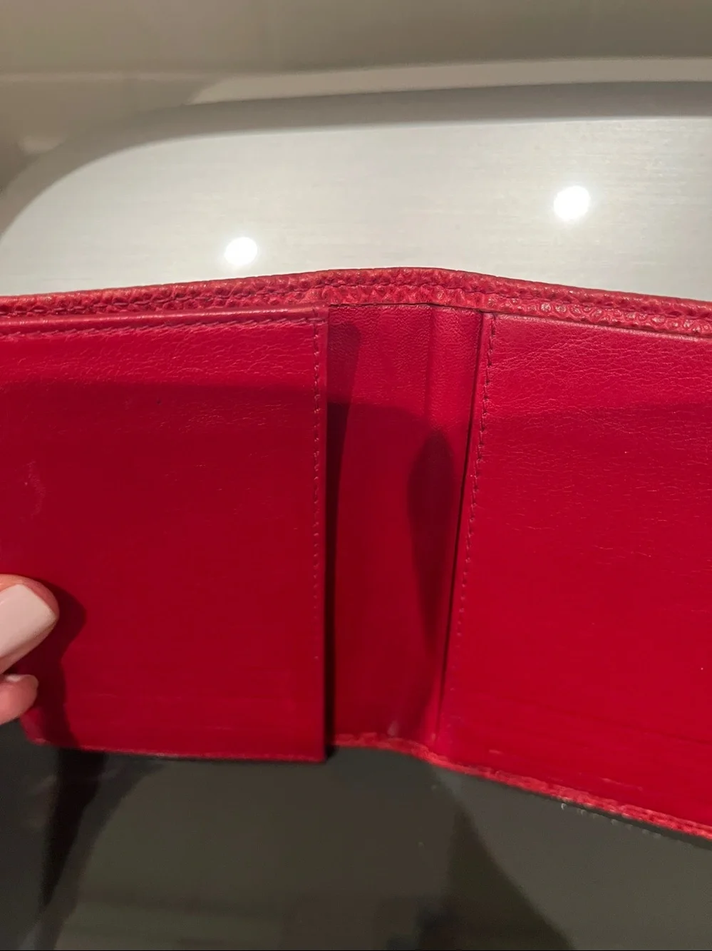Stunning red CHANEL compact wallet EUC!
